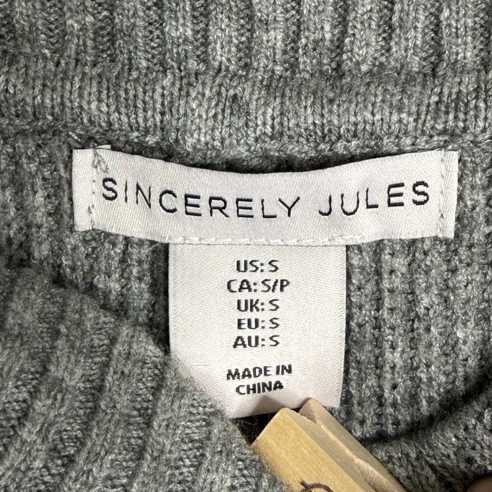 New Sincerely Jules High Rise Flare Leg Roll Top Pants Womens S Grey Knit - Picture 4 of 10